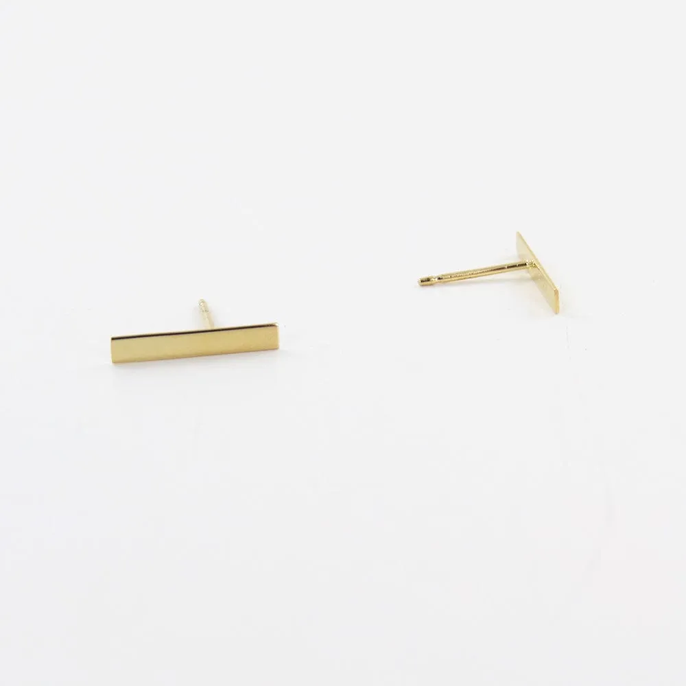 14k Gold Skinny Bar Post Earrings