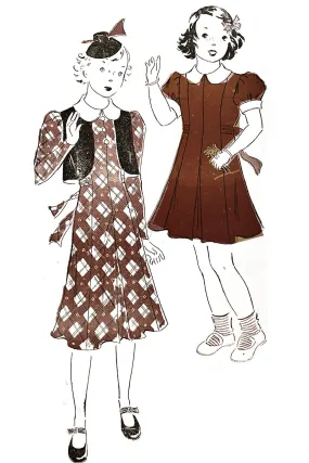 1930s Vintage New York Pattern 769 Dress & Sleeveless Bolero Jacket