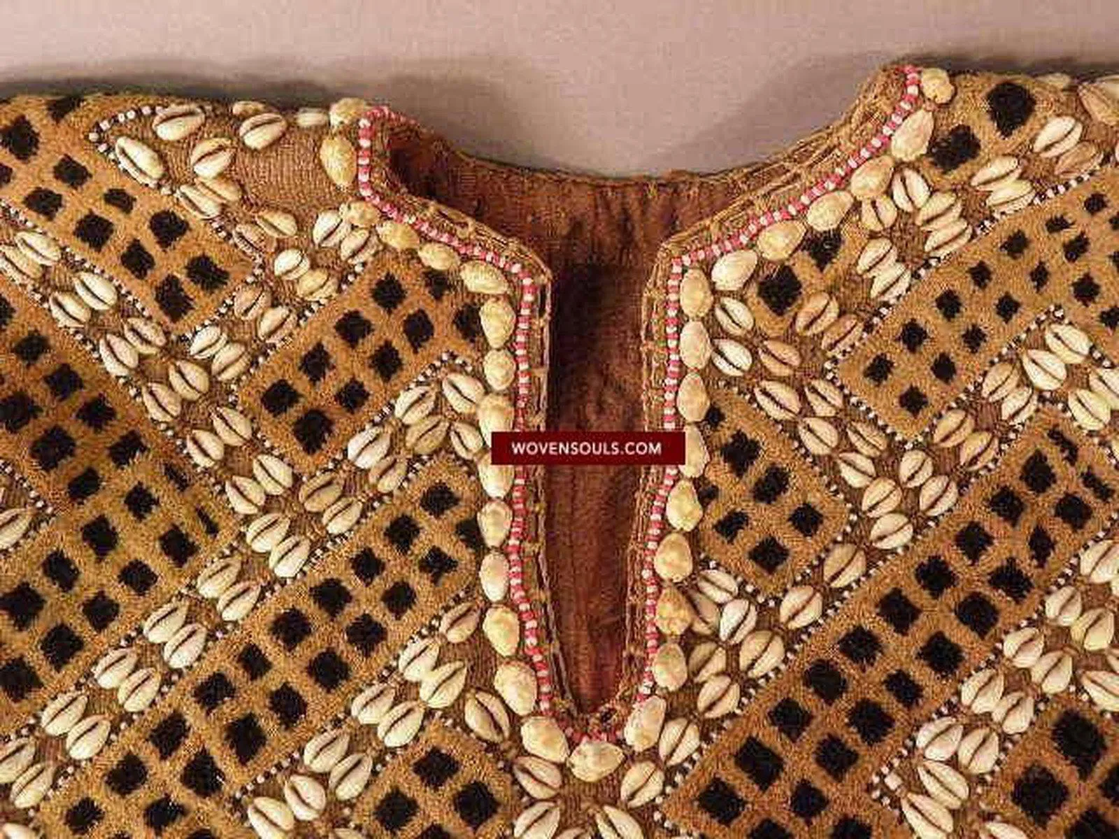 842 Rare Antique Kuba Ceremonial Raffia Jacket with Cowrie Shells