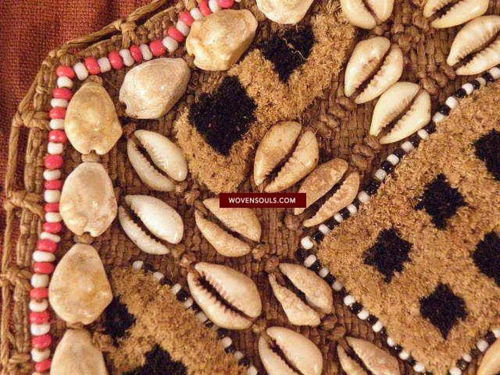 842 Rare Antique Kuba Ceremonial Raffia Jacket with Cowrie Shells