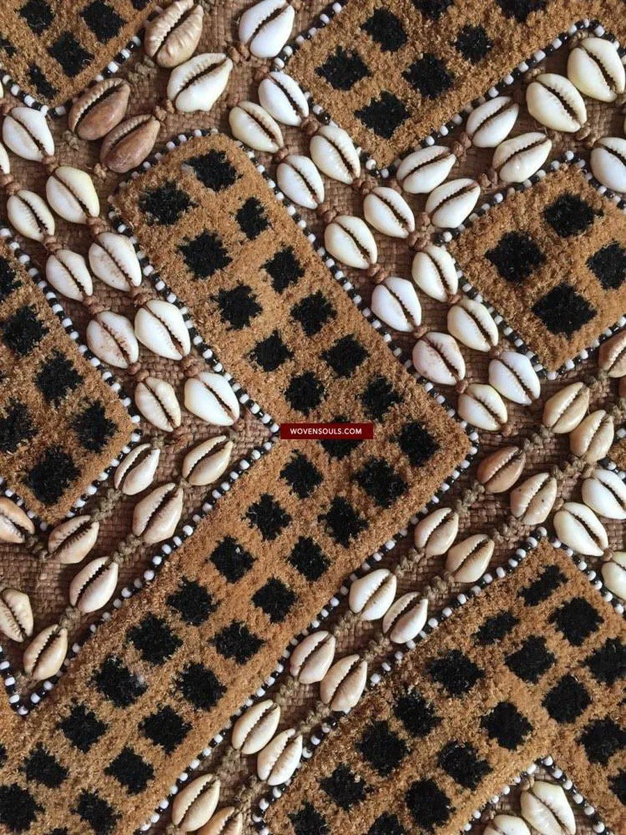 842 Rare Antique Kuba Ceremonial Raffia Jacket with Cowrie Shells