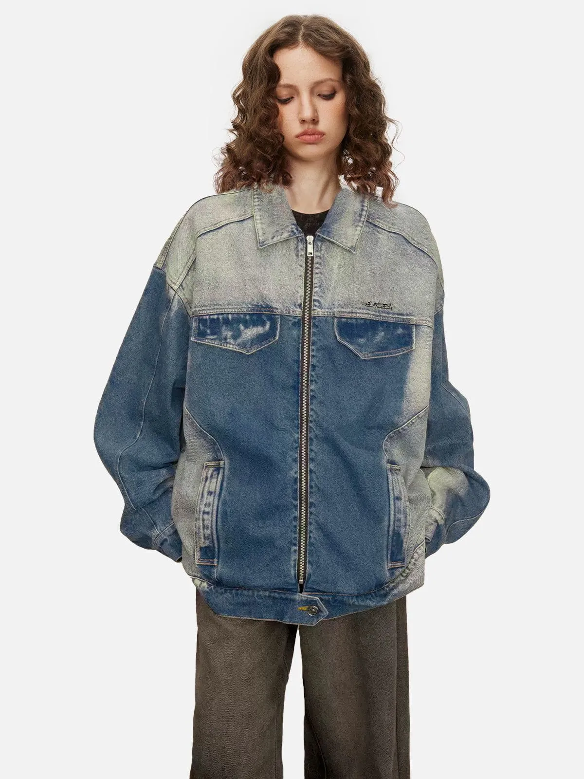 Aelfric Eden Washed Zip Up Denim Jacket