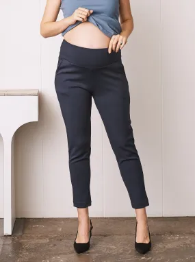 Alana Relaxed Ponti Maternity Work Pants - Navy