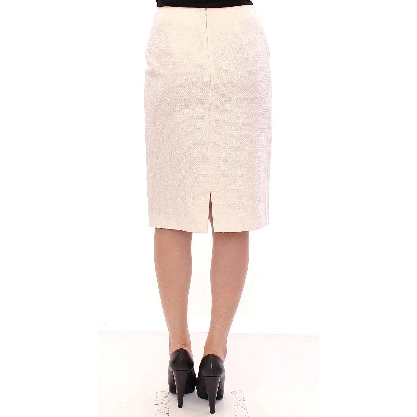 Andrea Incontri Elegant White Floral Pencil Skirt