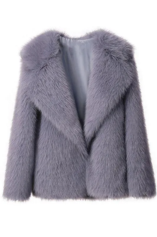 Artificial fur loose mid-length coat