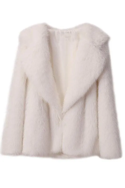 Artificial fur loose mid-length coat