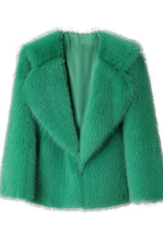 Artificial fur loose mid-length coat