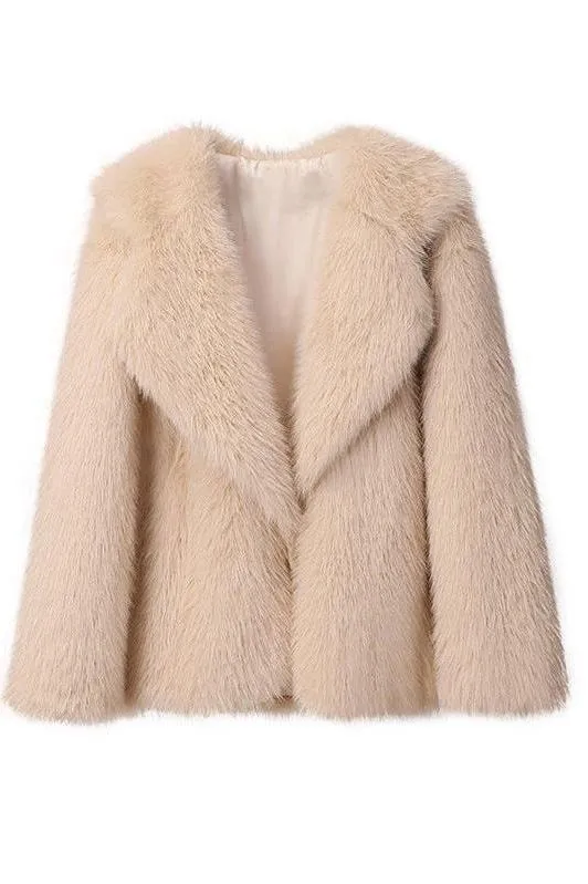 Artificial fur loose mid-length coat