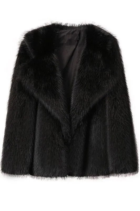 Artificial fur loose mid-length coat