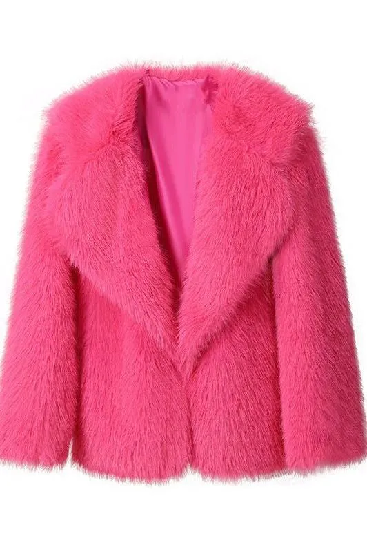 Artificial fur loose mid-length coat