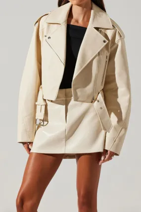 ASTR THE LABEL - ORSINA BELTED FAUX LEATHER MOTO JACKET