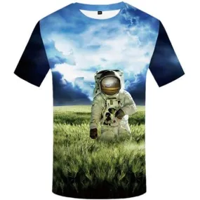 Astronaut T shirts Men Space Tshirt Anime Cloud Tshirts Casual Metal T-shirts Graphic Weed Shirt Print Short Sleeve Full Print