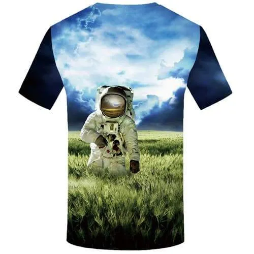 Astronaut T shirts Men Space Tshirt Anime Cloud Tshirts Casual Metal T-shirts Graphic Weed Shirt Print Short Sleeve Full Print