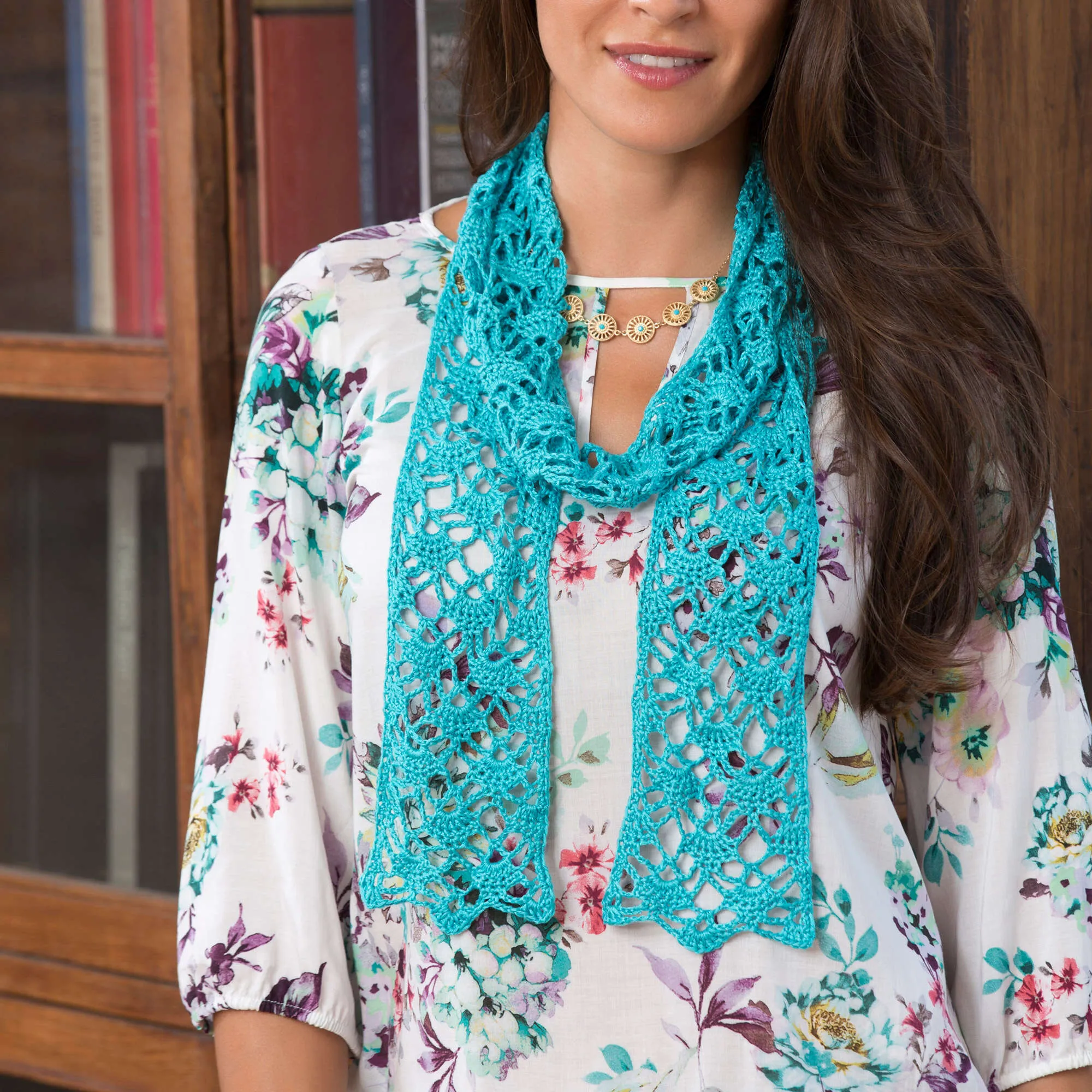 Aunt Lydia's Crochet Lacy Crystals Scarf