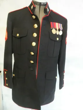 Authentic 43L Rare USMC Dress Blue  Lance Corporal Jacket  With 3 Medals - SOLD