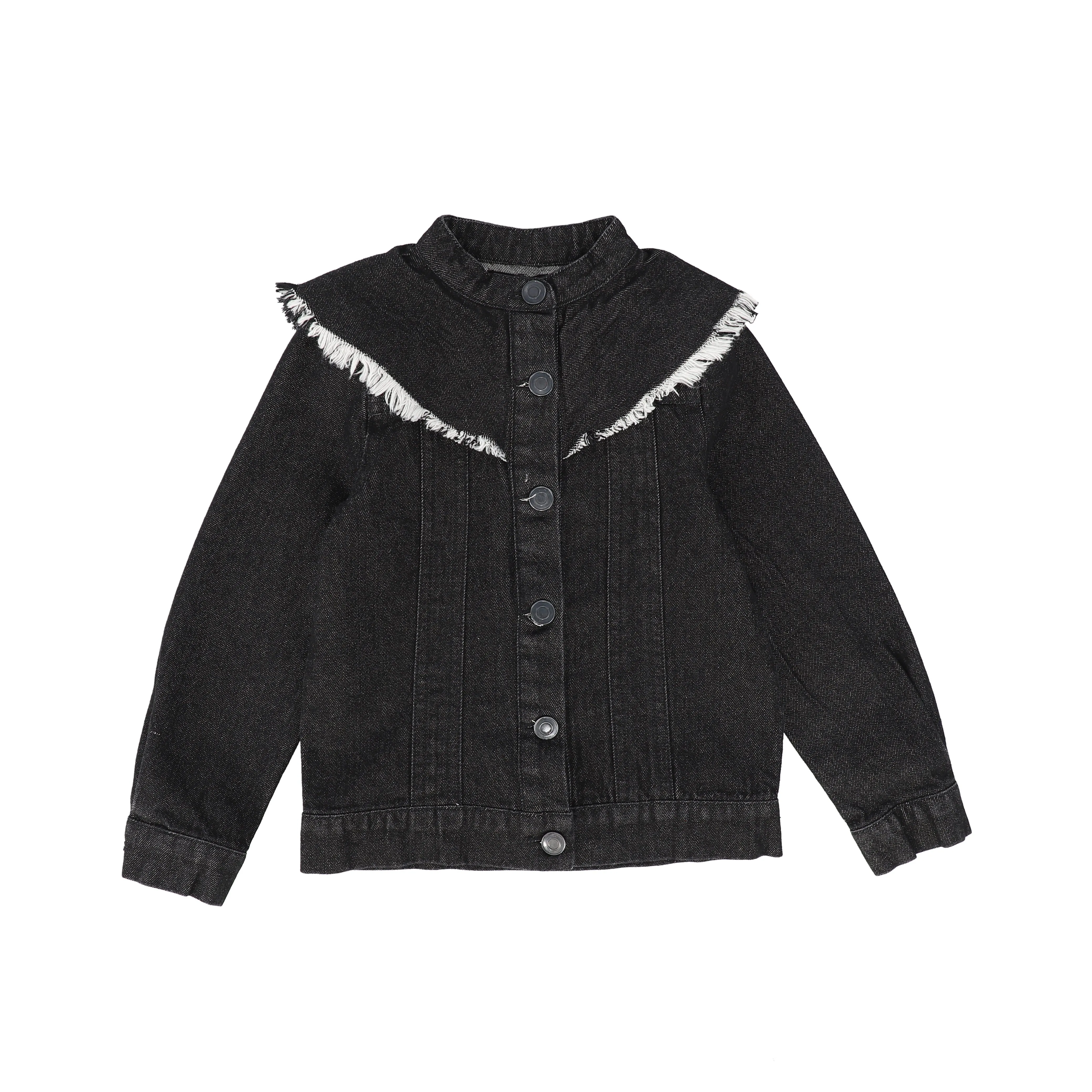 BAMBOO BLACK DENIM CHAMBRAY FRAYED JACKET [Final Sale]