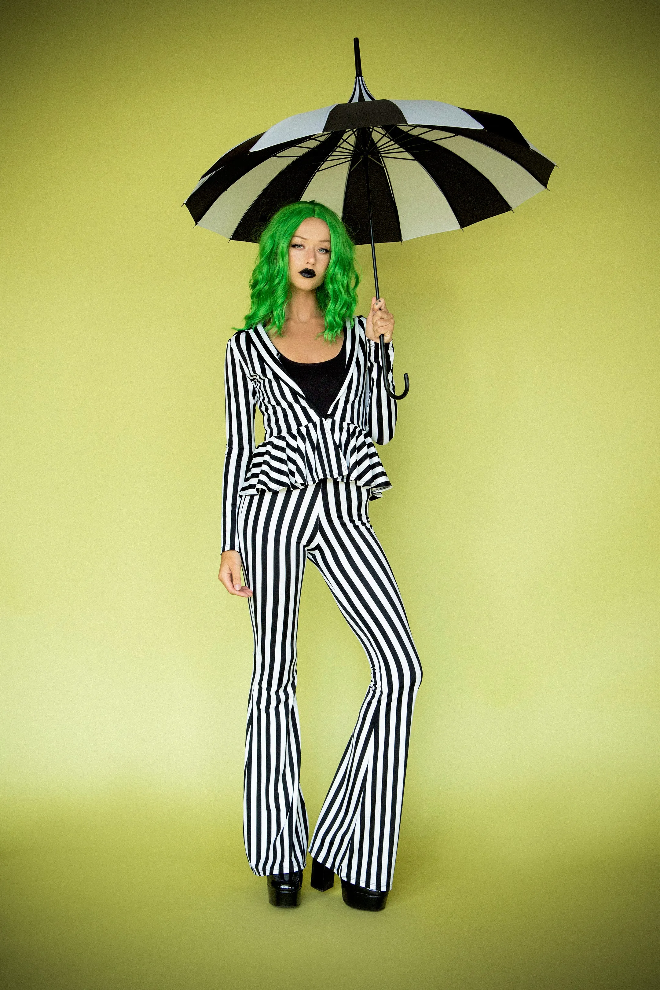 Beetle Babe Striped Suit with Jacket and Bell Bottoms