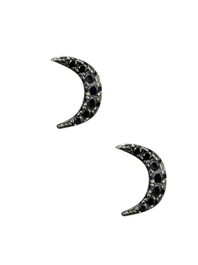 Black CZ Moon Studs