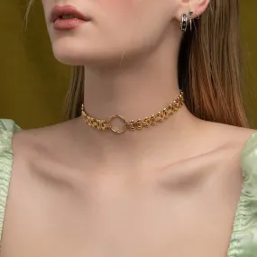 BRIDGET. Fancy Link Chain Choker - Gold