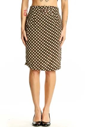 Brown Polka Dot Pencil Skirt