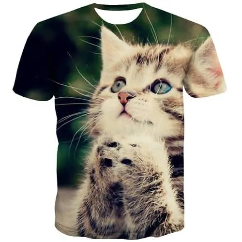 Cat T-shirt Men Lovely Tshirts Novelty Animal T-shirts Graphic Cartoon Tshirts Cool Funny Shirt Print Short Sleeve Hip hop Men