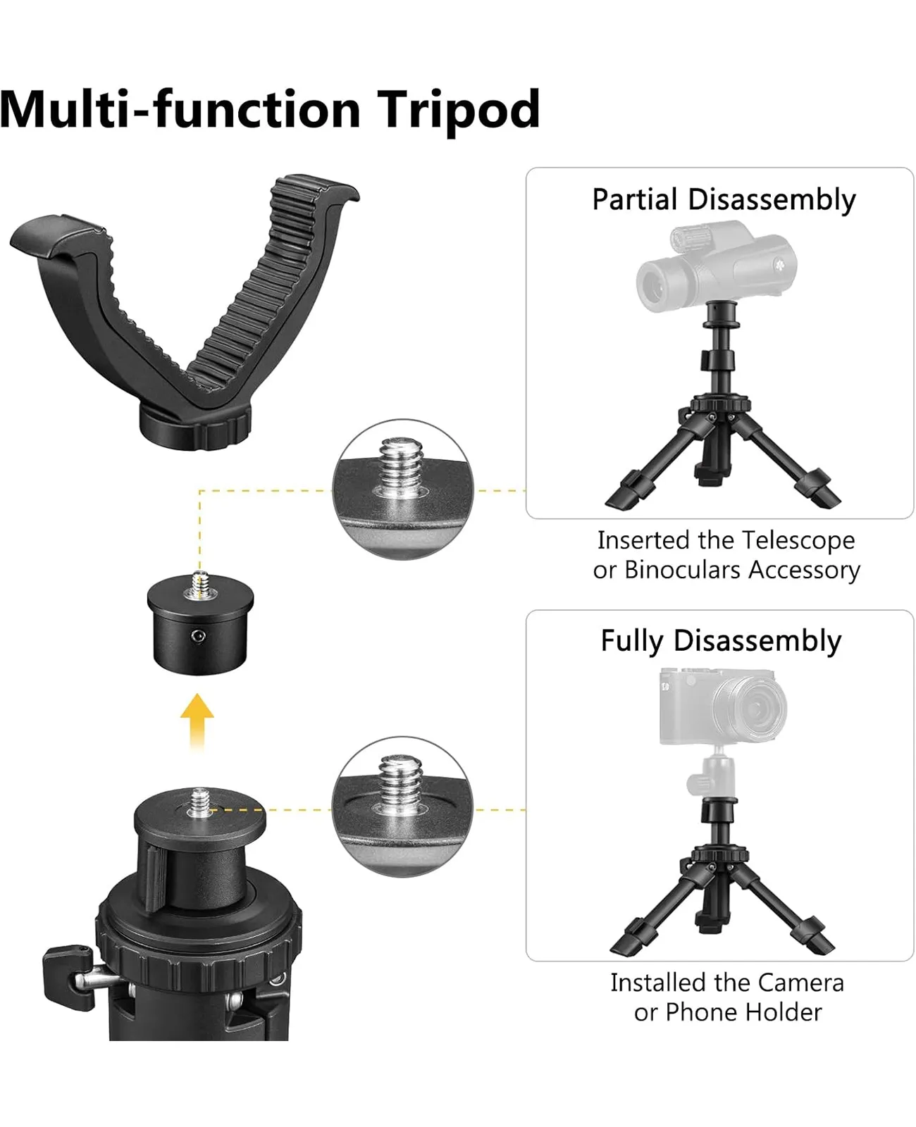 CVLIFE Shooting Rest Tripod 11.8" - 25" Adjustable Height Tripod