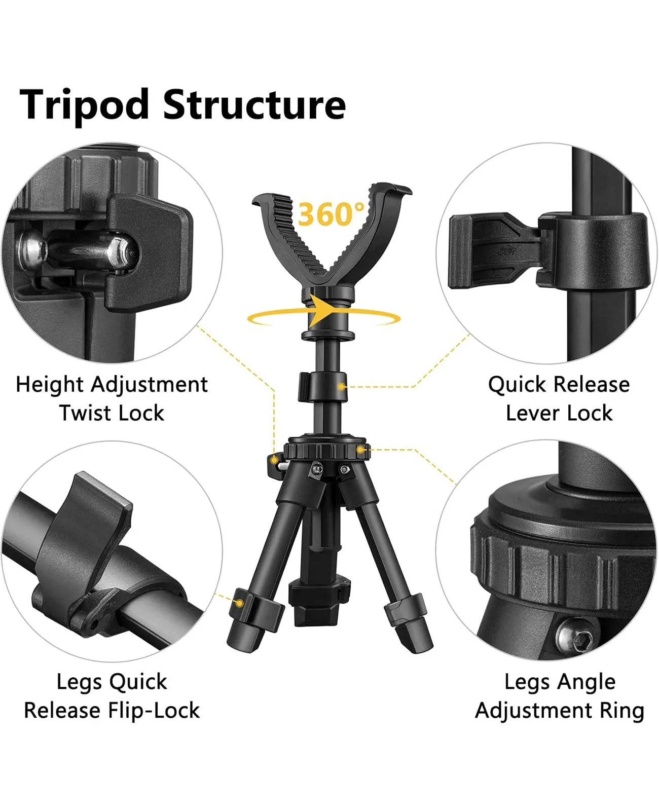 CVLIFE Shooting Rest Tripod 11.8" - 25" Adjustable Height Tripod