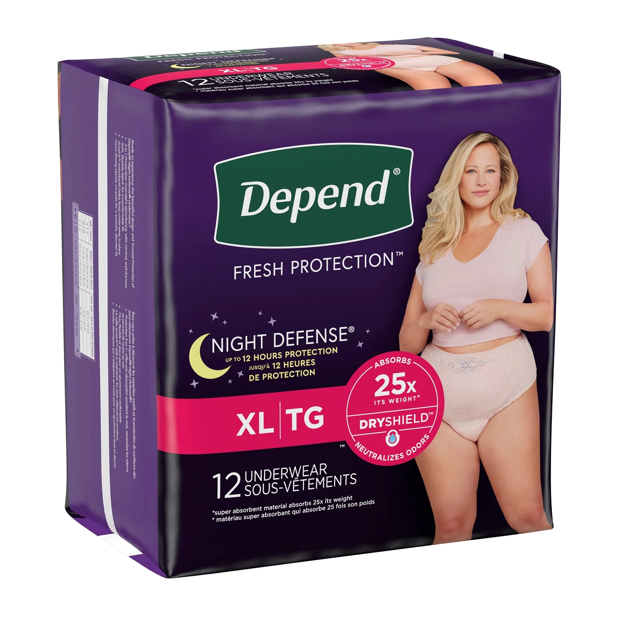 Depend Night Defense, Overnight Underwear, Blush, X-Large, 12