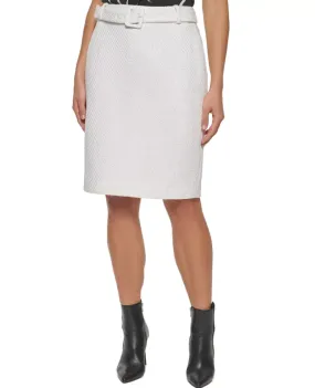 DKNY Petite Tweed Belted Pencil Skirt