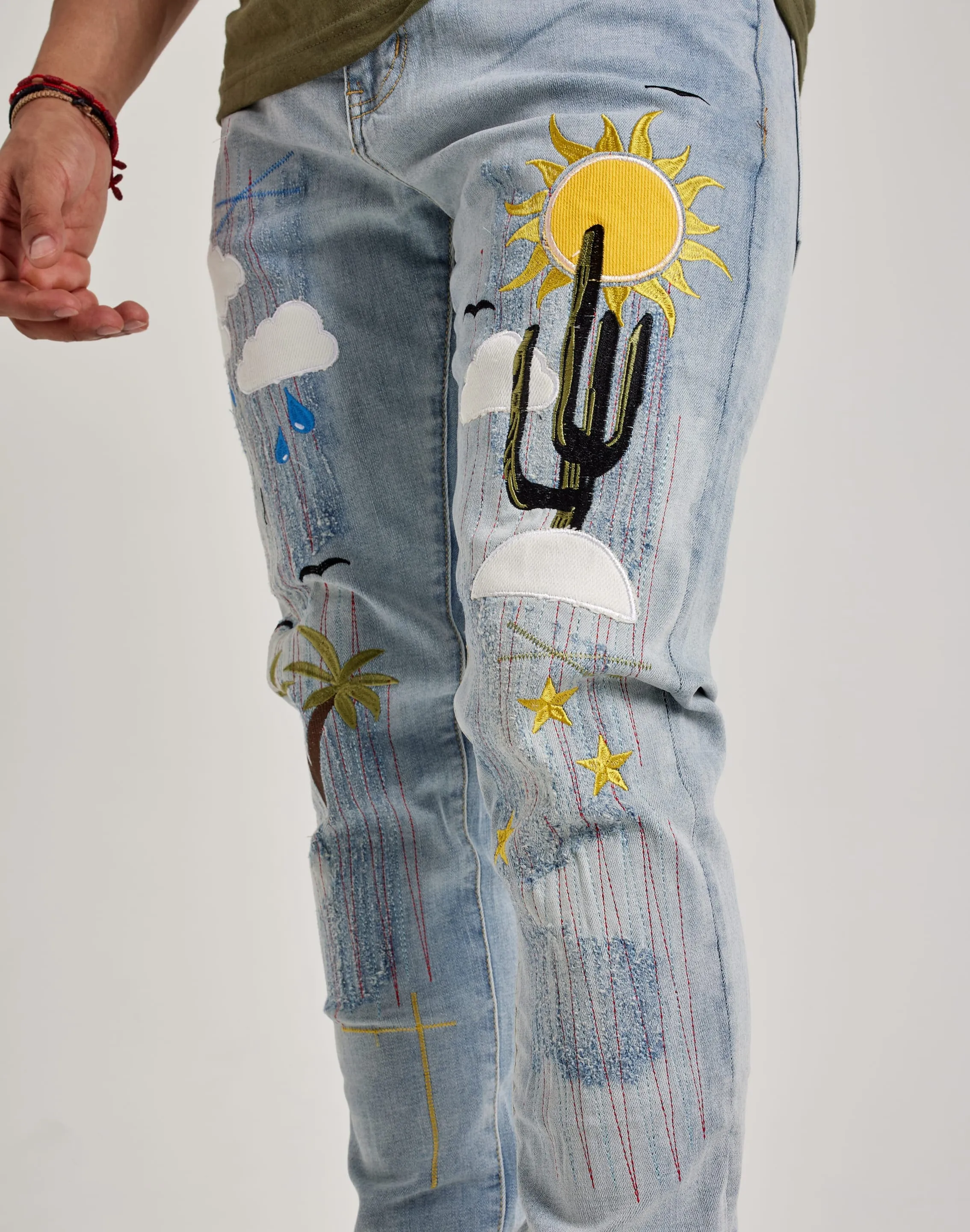 Embellish Nyc Cloud Art Denim Jeans