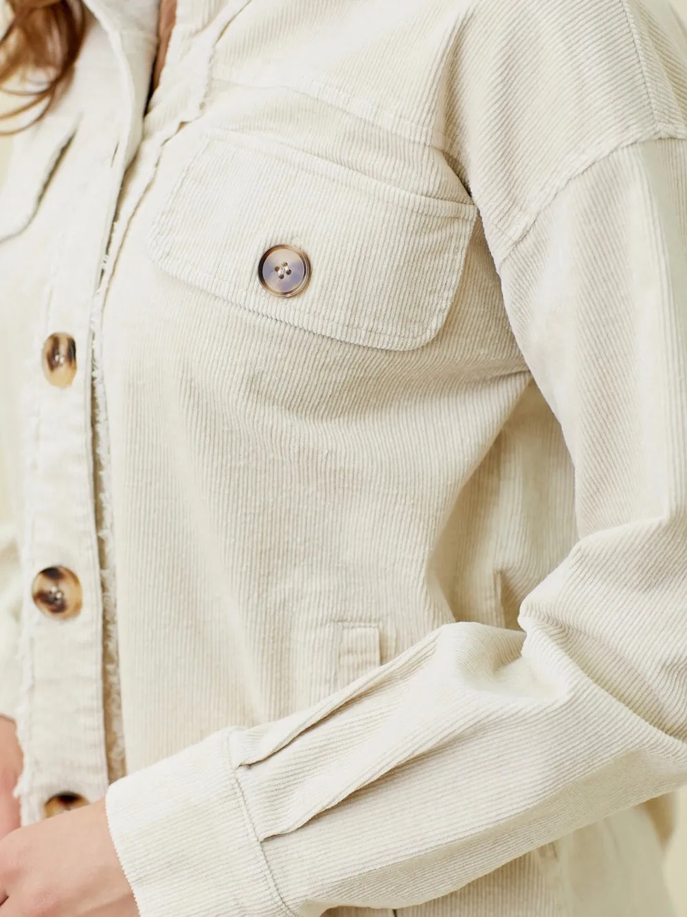 Faye Washed Corduroy Jacket - Ivory