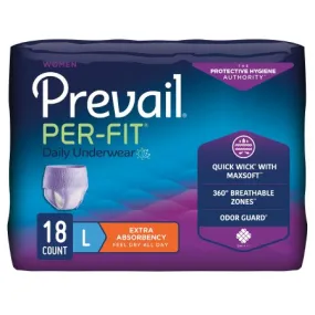 Female Adult Absorbent Underwear Prevail® Per-Fit® Pull On with Tear Away Seams Large Disposable Moderate Absorbency - First Quality  Mfr# PFW-513