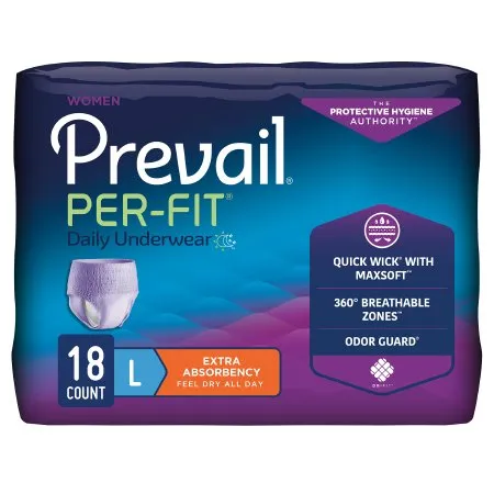 Female Adult Absorbent Underwear Prevail® Per-Fit® Pull On with Tear Away Seams Large Disposable Moderate Absorbency - First Quality  Mfr# PFW-513