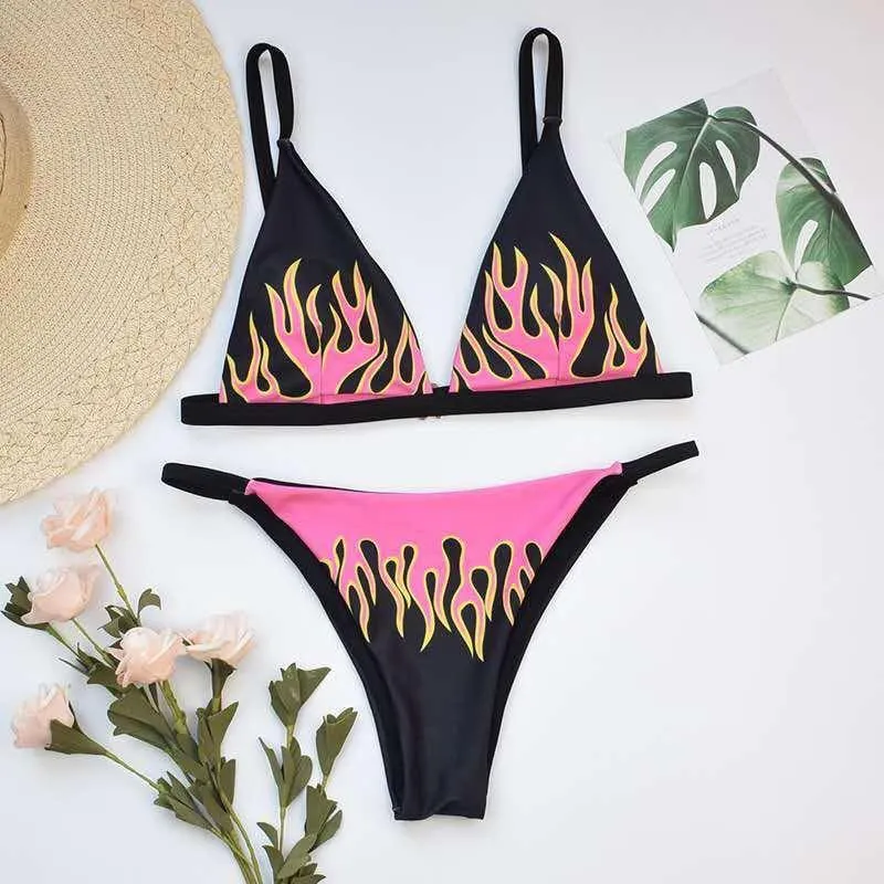 Flame Print Bikini