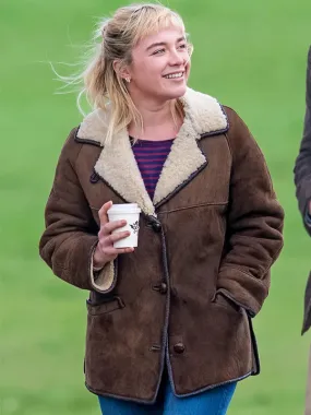 Florence Pugh Brown Shearling Jacket