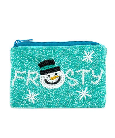 FROSTY Beaded Coin Pouch