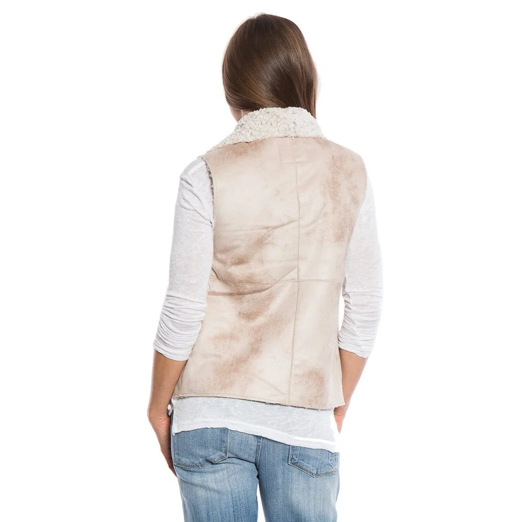 Frosty Tipped Shearling Snap Vest