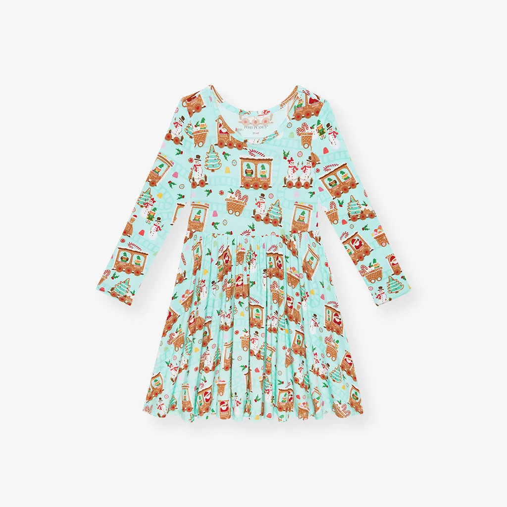 Gingerbread Train Twirl Dress