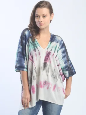 Hand Dyed Double V-Neck Poncho Tee