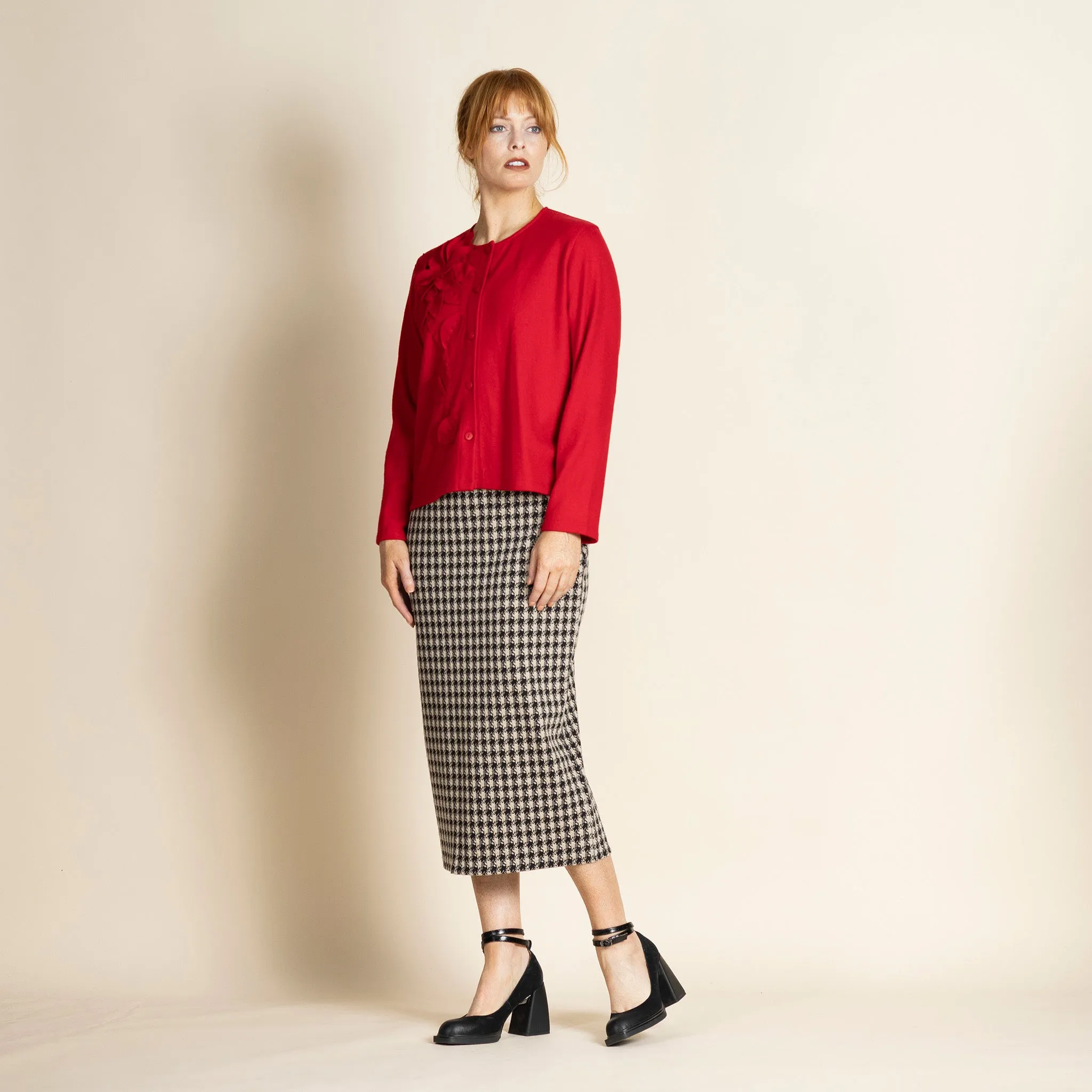 houndstooth pencil skirt