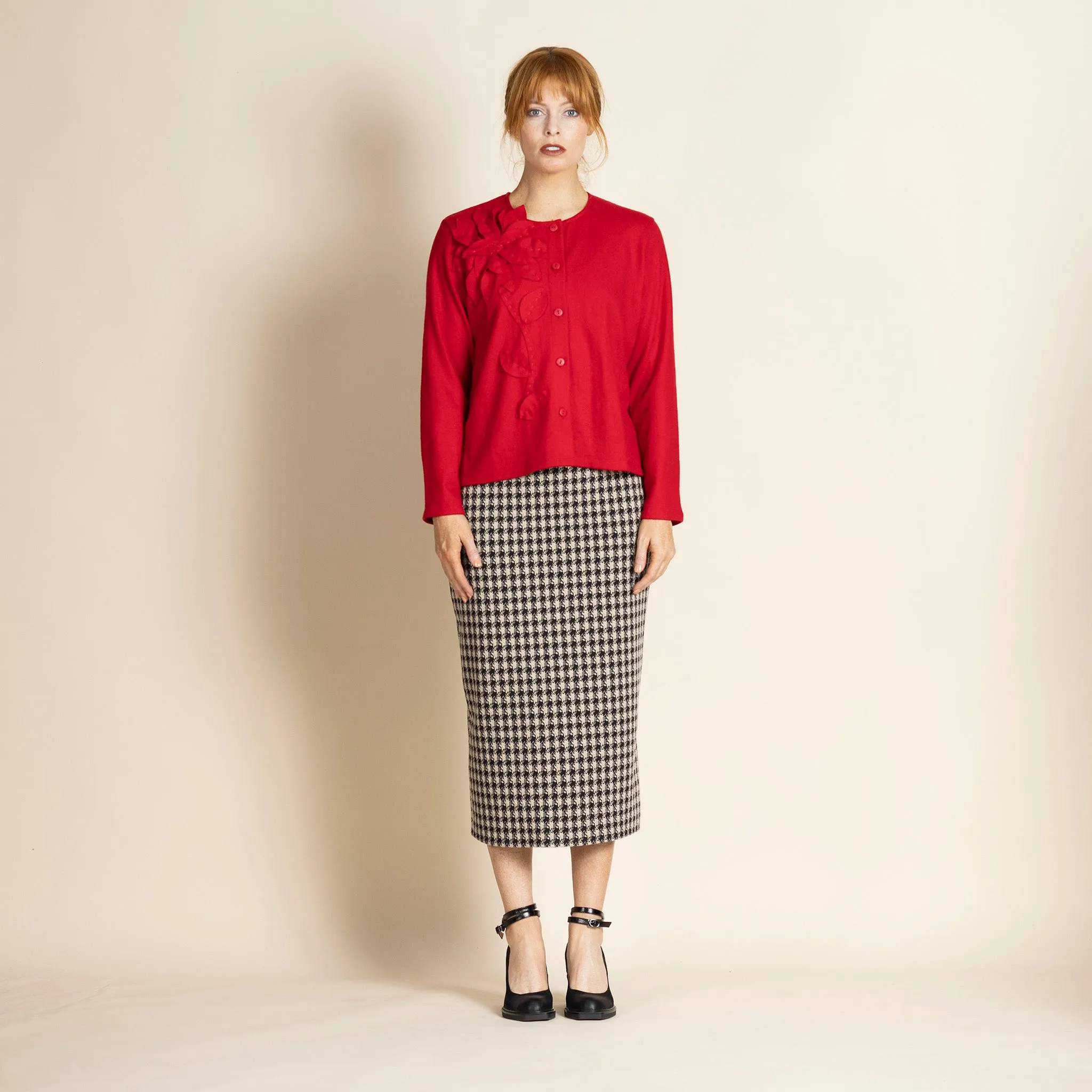 houndstooth pencil skirt