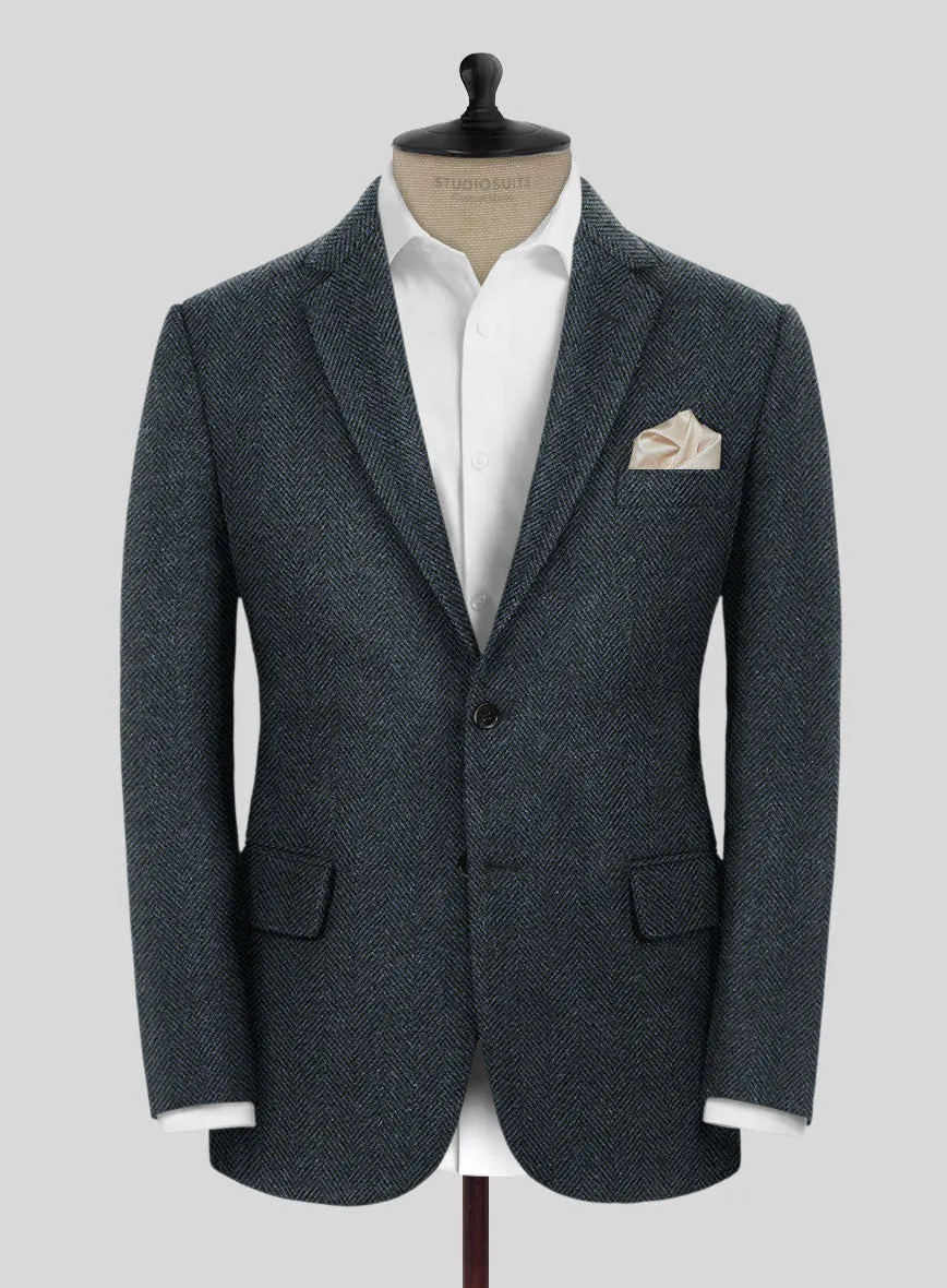 Italian Highlander Blue Herringbone Tweed Suit