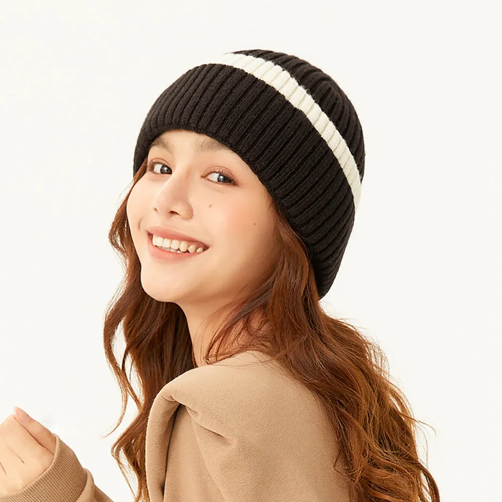 Japan Stock Women's Winter Contract Color Heated Knit Hat