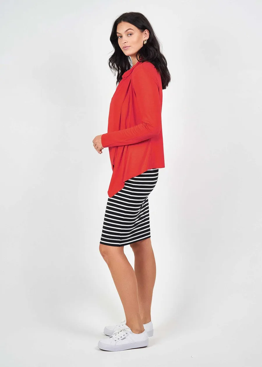 Joni Bamboo Waterfall Jacket - Fiery Red