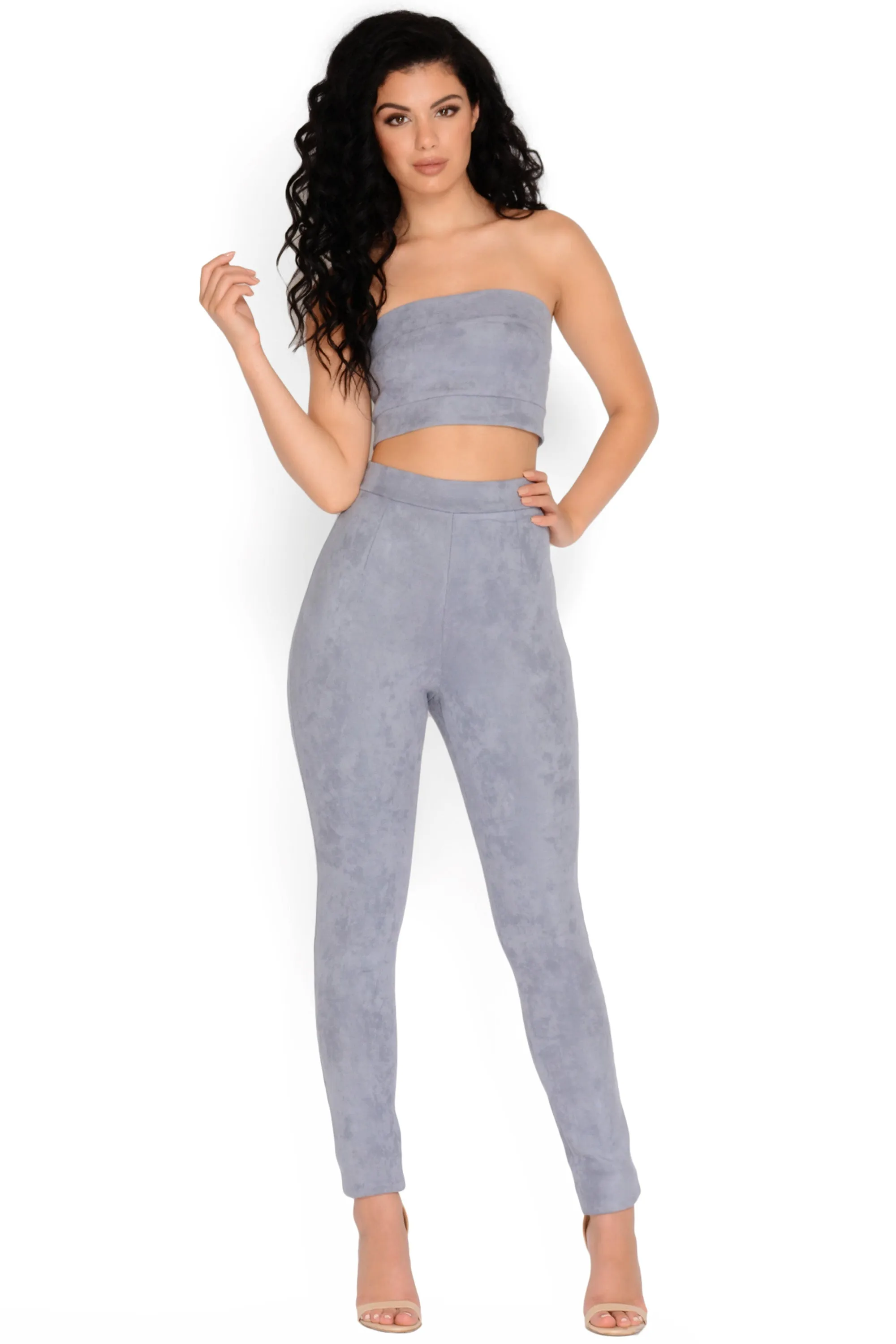 Killin It Softly Suede Trousers in Grey