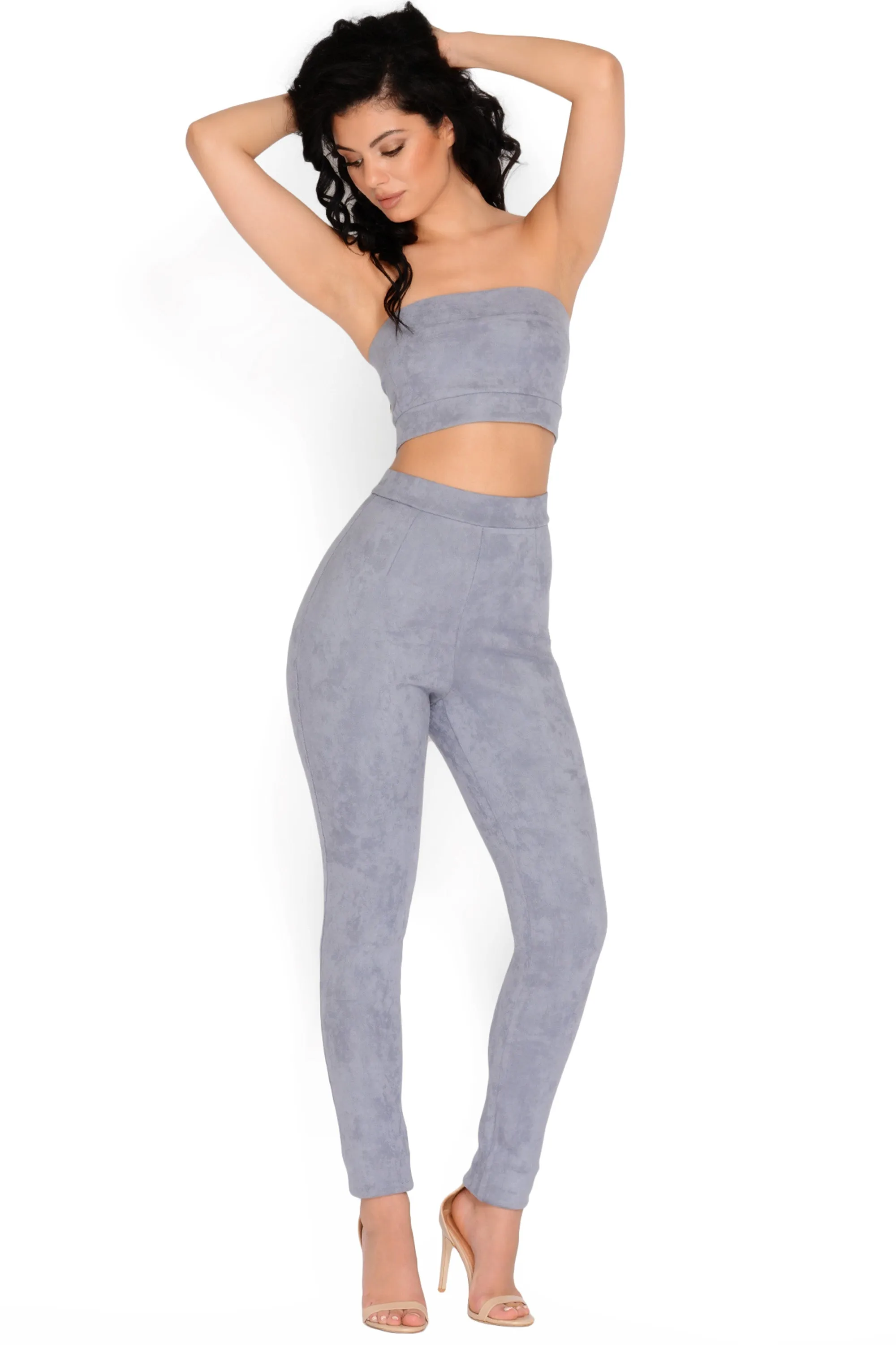 Killin It Softly Suede Trousers in Grey