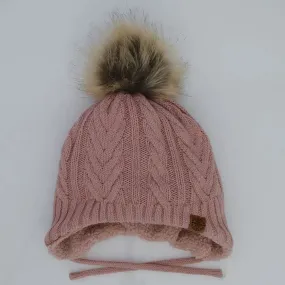 Knit Pom Pom Hat - Rose | CALIKIDS