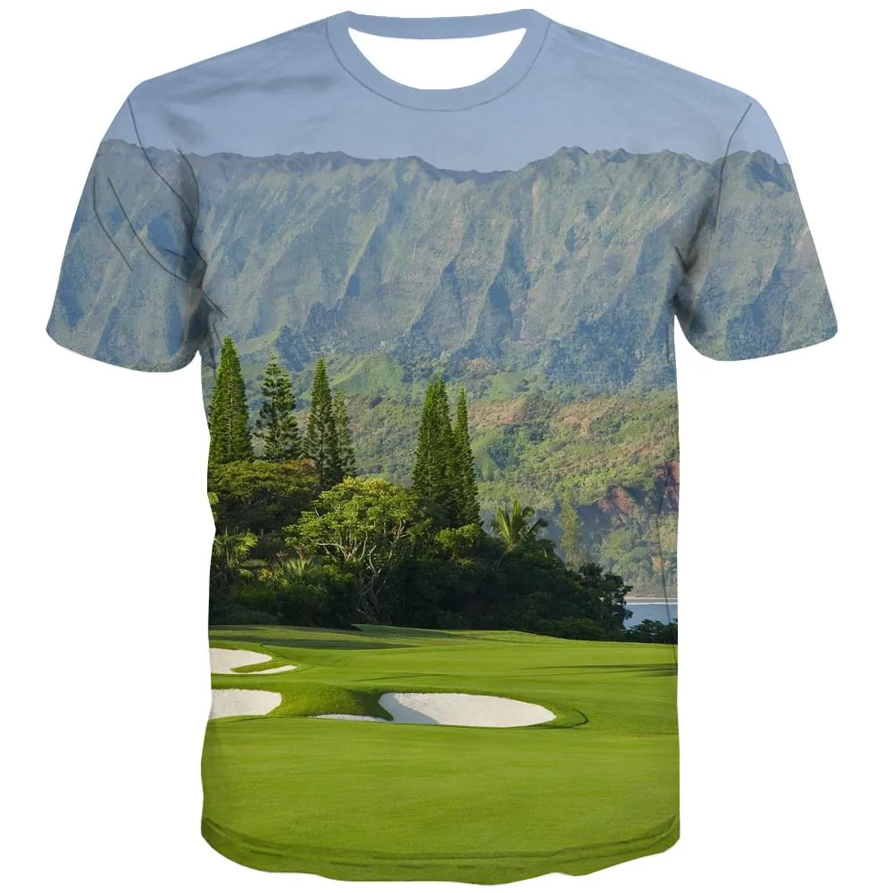 Lawn T-shirt Men Golf Tshirt Printed Forest Shirt Print Natural T-shirts 3d Game Tshirts Novelty