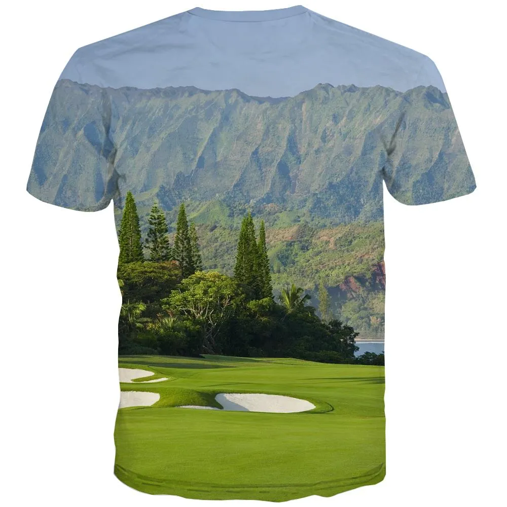 Lawn T-shirt Men Golf Tshirt Printed Forest Shirt Print Natural T-shirts 3d Game Tshirts Novelty