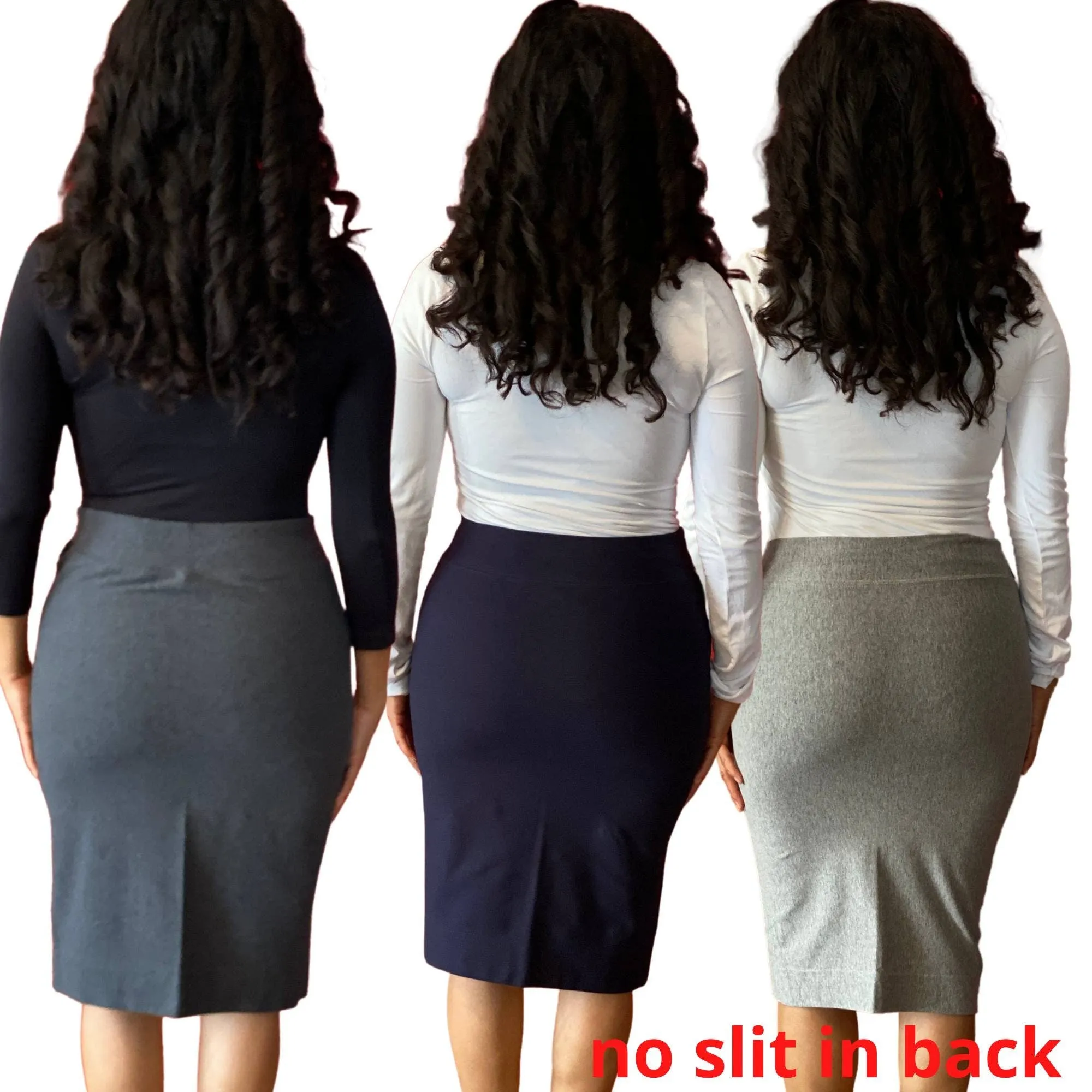 Light Grey Classic Pencil Skirt, Comfort Stretch Pencil Skirt, Everyday Casual Skirt, Stretchy Slimming Silhouette Skirt, Day & Night Skirt